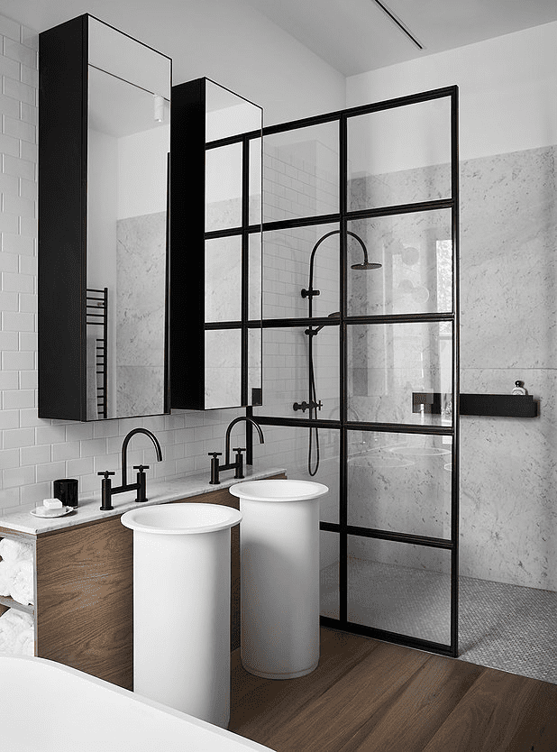 Roux Lucht Renaissance Industriele look in de badkamer met stalen douchedeuren | Homedeal