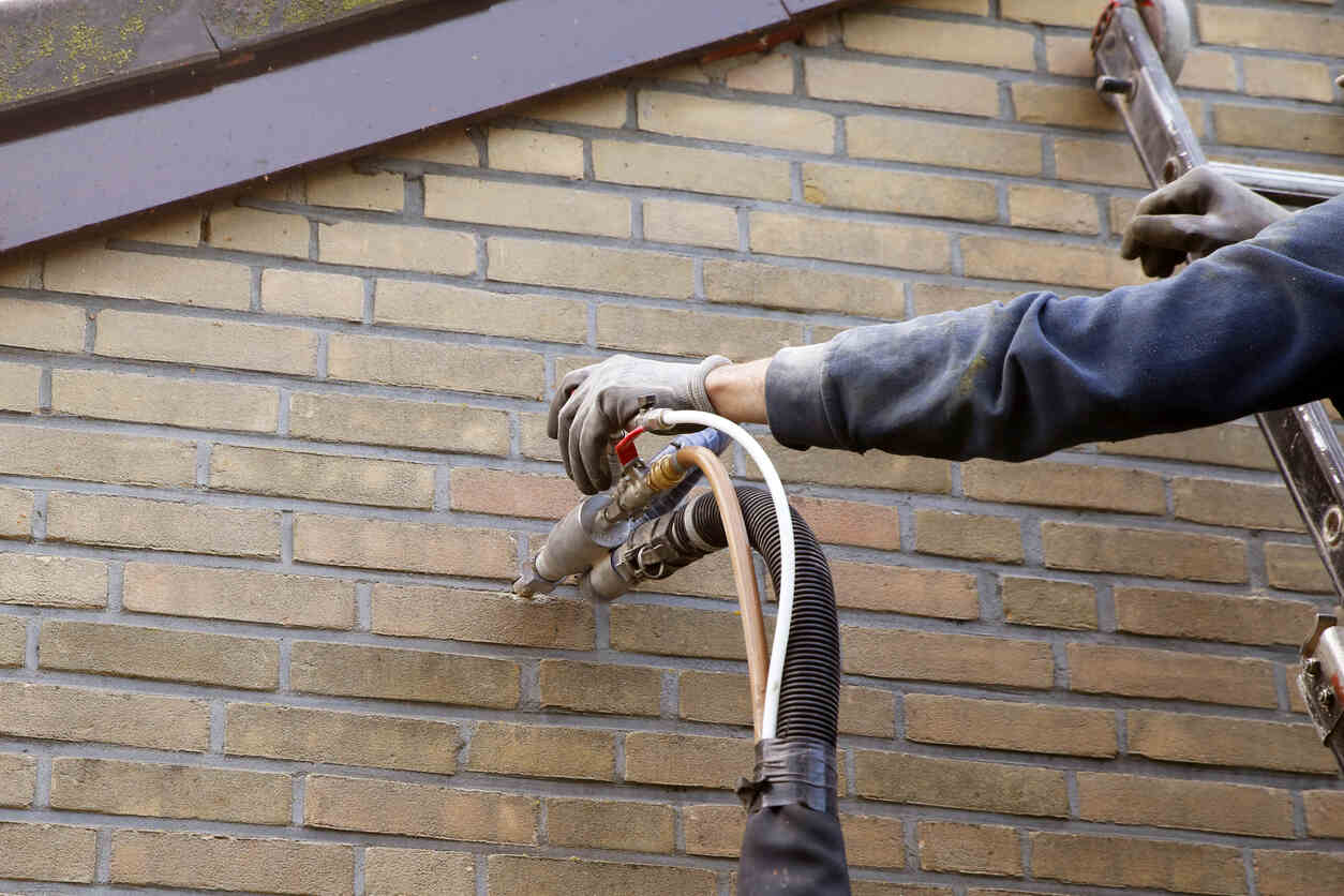 Spouwmuurisolatiebdrijf plaatst spouwmuurisolatie