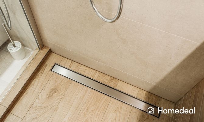 Inloopdouche met lineaire drain