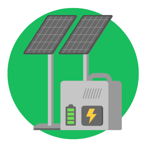 Icoon thuisbatterij en zonnepanelen energie opslaan